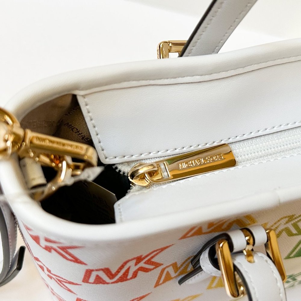 Michael Kors Jet Set XS Carryall Tote Satchel Shoulder Bag MK Rainbow White - Picture 13 of 13